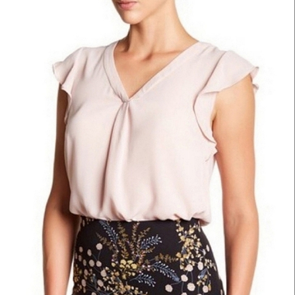 Philosophy Pale Pink Flutter Sleeve V-Neck Blouse